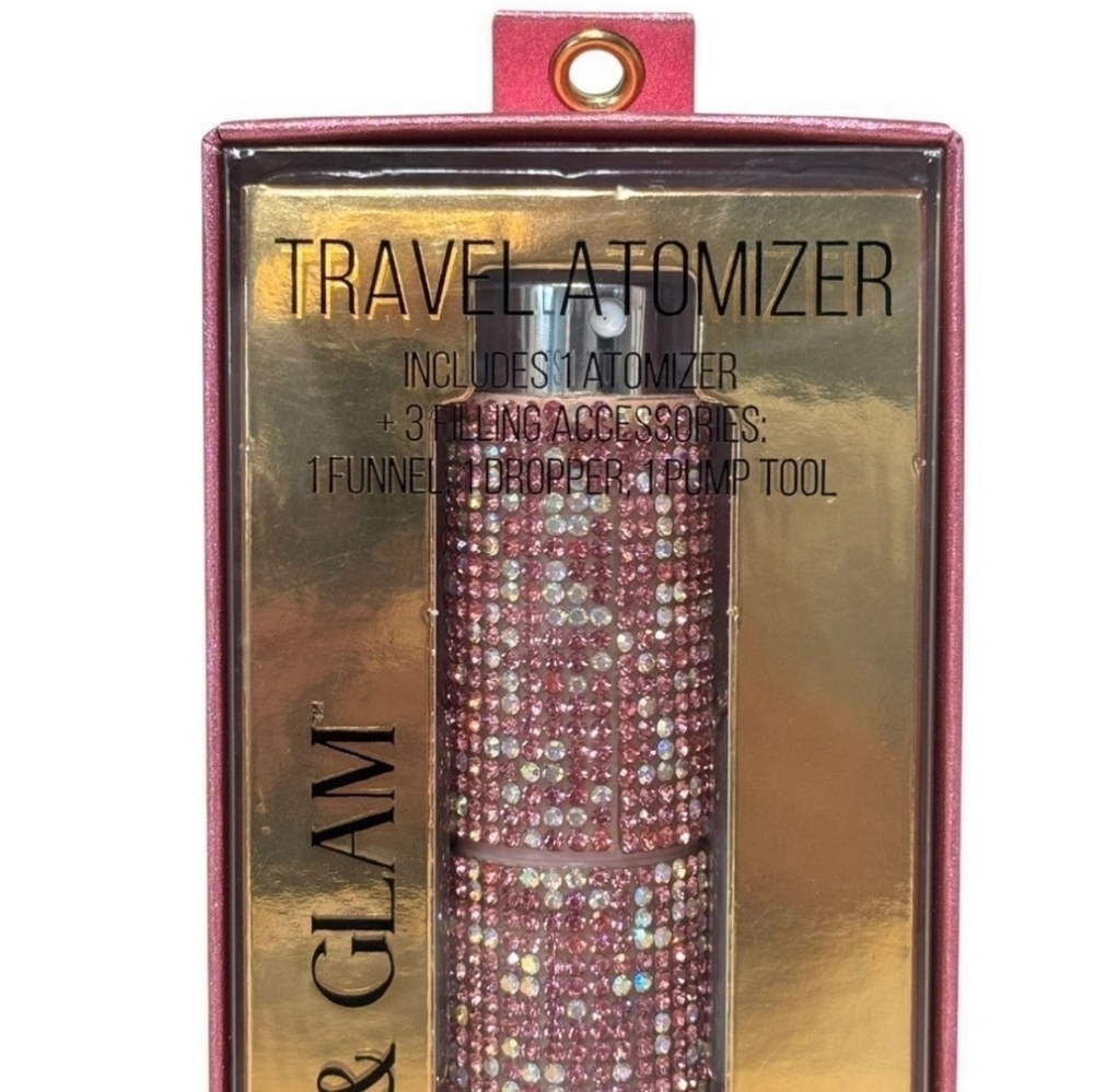 💕▪️Glitz & Glam ▪️Pink & Silver Rhinestone Travel Atomizer 8ml